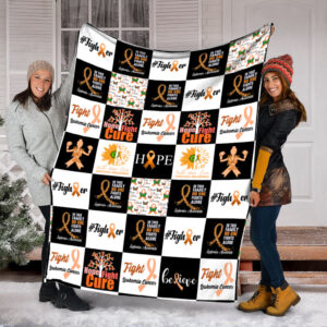 Leukemia Pattern Caro Fleece Throw Blanket - Sherpa Fleece Blanket - Weighted Blanket To Sleep