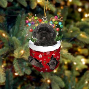 Lhasa Apso In Snow Pocket Christmas Ornament…