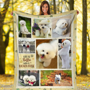 Life Is Better With A Bichon Frise  Fleece Throw Blanket - Pendleton Sherpa Fleece Blanket - Gifts For Dog Lover