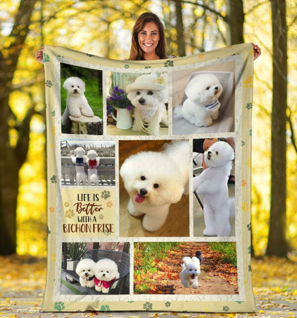 Life Is Better With A Bichon Frise  Fleece Throw Blanket – Pendleton Sherpa Fleece Blanket – Gifts For Dog Lover