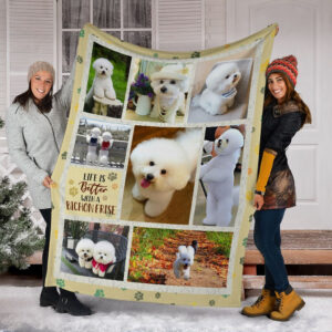 Life Is Better With A Bichon Frise  Fleece Throw Blanket - Pendleton Sherpa Fleece Blanket - Gifts For Dog Lover