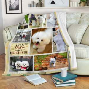 Life Is Better With A Bichon Frise  Fleece Throw Blanket - Pendleton Sherpa Fleece Blanket - Gifts For Dog Lover