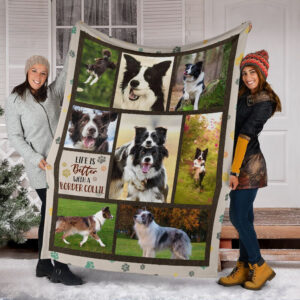 Life Is Better With A Border Collie  Fleece Throw Blanket - Pendleton Sherpa Fleece Blanket - Gifts For Dog Lover