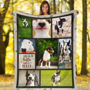 Life Is Better With A Bull Terrier Fleece Throw Blanket - Pendleton Sherpa Fleece Blanket - Gifts For Dog Lover