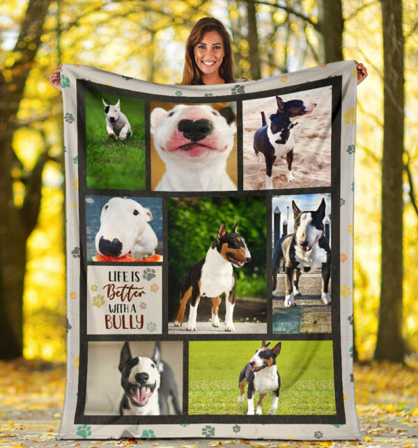 Life Is Better With A Bull Terrier Fleece Throw Blanket – Pendleton Sherpa Fleece Blanket – Gifts For Dog Lover