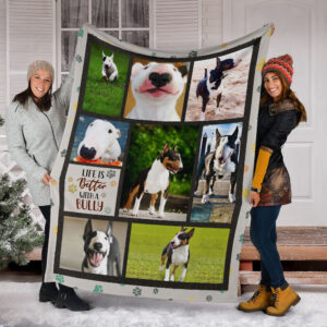 Life Is Better With A Bull Terrier Fleece Throw Blanket - Pendleton Sherpa Fleece Blanket - Gifts For Dog Lover