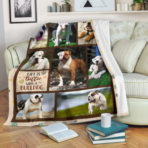 Life Is Better With A Bulldog Fleece Throw Blanket - Pendleton Sherpa Fleece Blanket - Gifts For Dog Lover