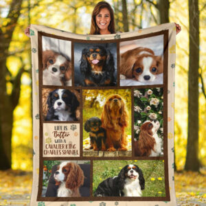 Life Is Better With A Cavalier King Charles Spaniel Fleece Throw Blanket - Pendleton Sherpa Fleece Blanket - Gifts For Dog Lover