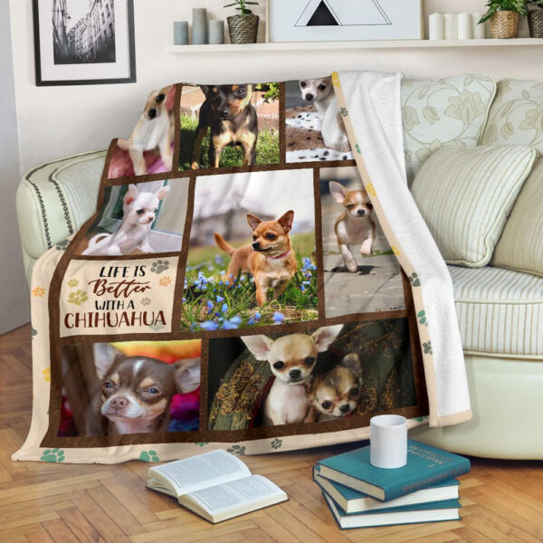 Life Is Better With A Chihuahua Fleece Throw Blanket – Pendleton Sherpa Fleece Blanket – Gifts For Dog Lover