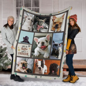 Life Is Better With A French Bulldog Fleece Throw Blanket - Pendleton Sherpa Fleece Blanket - Gifts For Dog Lover