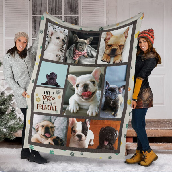 Life Is Better With A French Bulldog Fleece Throw Blanket – Pendleton Sherpa Fleece Blanket – Gifts For Dog Lover