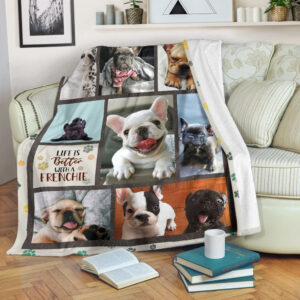 Life Is Better With A French Bulldog Fleece Throw Blanket - Pendleton Sherpa Fleece Blanket - Gifts For Dog Lover