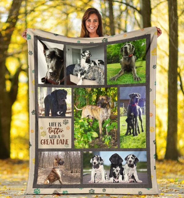 Life Is Better With A Great Dane Fleece Throw Blanket – Pendleton Sherpa Fleece Blanket – Gifts For Dog Lover