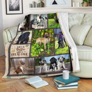 Life Is Better With A Great Dane Fleece Throw Blanket - Pendleton Sherpa Fleece Blanket - Gifts For Dog Lover