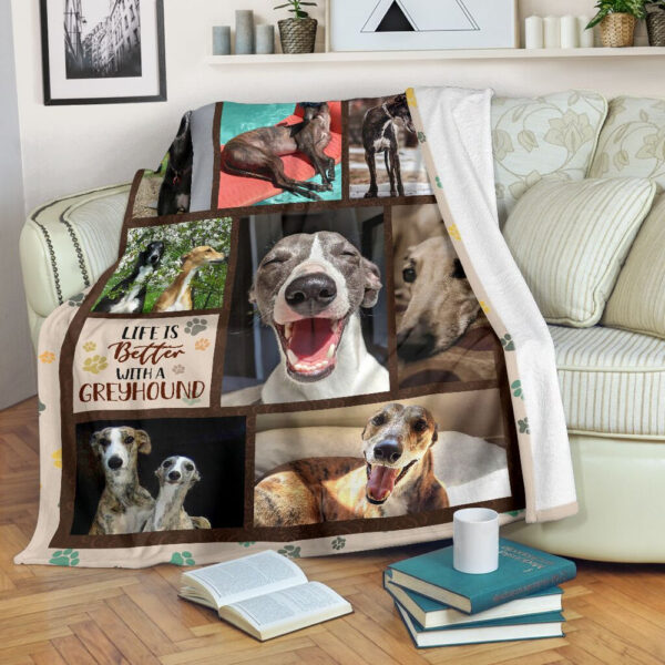 Life Is Better With A Greyhound Fleece Throw Blanket – Pendleton Sherpa Fleece Blanket – Gifts For Dog Lover