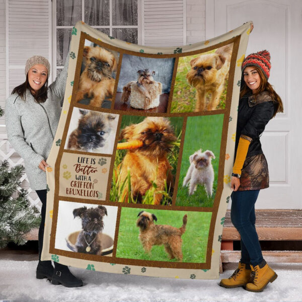 Life Is Better With A Griffon Bruxellois Fleece Throw Blanket – Pendleton Sherpa Fleece Blanket – Gifts For Dog Lover