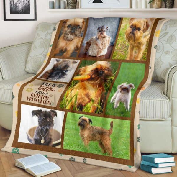 Life Is Better With A Griffon Bruxellois Fleece Throw Blanket – Pendleton Sherpa Fleece Blanket – Gifts For Dog Lover