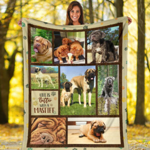 Life Is Better With A Mastiff Fleece Throw Blanket - Pendleton Sherpa Fleece Blanket - Gifts For Dog Lover