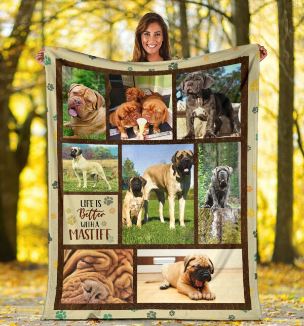 Life Is Better With A Mastiff Fleece Throw Blanket – Pendleton Sherpa Fleece Blanket – Gifts For Dog Lover