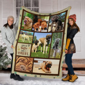 Life Is Better With A Mastiff Fleece Throw Blanket - Pendleton Sherpa Fleece Blanket - Gifts For Dog Lover