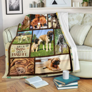 Life Is Better With A Mastiff Fleece Throw Blanket - Pendleton Sherpa Fleece Blanket - Gifts For Dog Lover