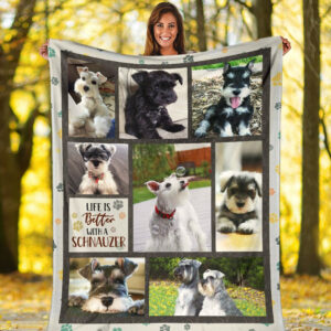 Life Is Better With A Miniature Schnauzer Fleece Throw Blanket - Pendleton Sherpa Fleece Blanket - Gifts For Dog Lover