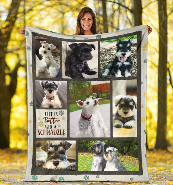 Life Is Better With A Miniature Schnauzer Fleece Throw Blanket – Pendleton Sherpa Fleece Blanket – Gifts For Dog Lover