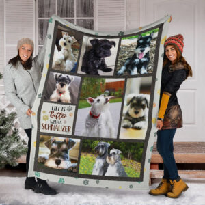 Life Is Better With A Miniature Schnauzer Fleece Throw Blanket - Pendleton Sherpa Fleece Blanket - Gifts For Dog Lover