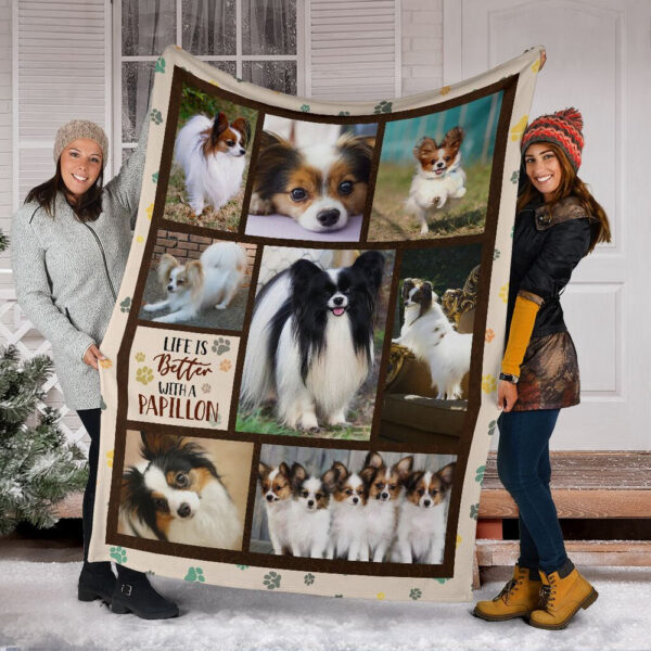 Life Is Better With A Papillon  Fleece Throw Blanket – Pendleton Sherpa Fleece Blanket – Gifts For Dog Lover