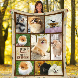 Life Is Better With A Pomeranian Fleece Throw Blanket - Pendleton Sherpa Fleece Blanket - Gifts For Dog Lover