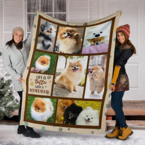 Life Is Better With A Pomeranian Fleece Throw Blanket - Pendleton Sherpa Fleece Blanket - Gifts For Dog Lover