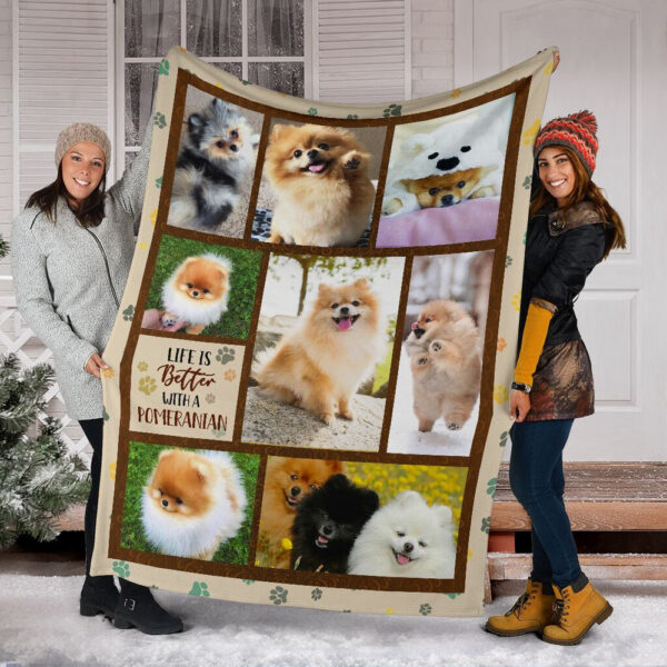 Life Is Better With A Pomeranian Fleece Throw Blanket – Pendleton Sherpa Fleece Blanket – Gifts For Dog Lover