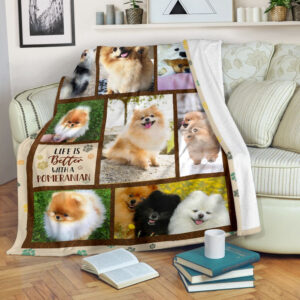 Life Is Better With A Pomeranian Fleece Throw Blanket - Pendleton Sherpa Fleece Blanket - Gifts For Dog Lover