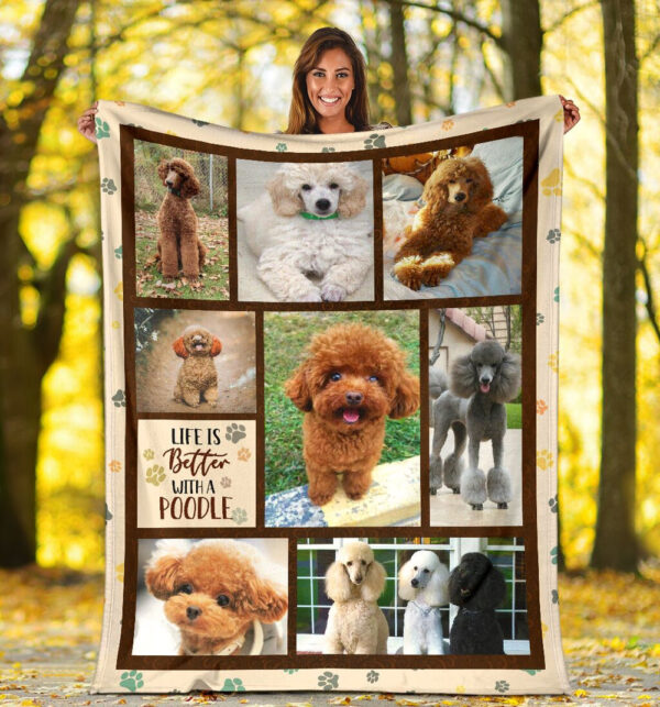 Life Is Better With A Poodle Fleece Throw Blanket – Pendleton Sherpa Fleece Blanket – Gifts For Dog Lover