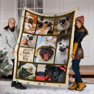 Life Is Better With A Pug Fleece Throw Blanket - Pendleton Sherpa Fleece Blanket - Gifts For Dog Lover