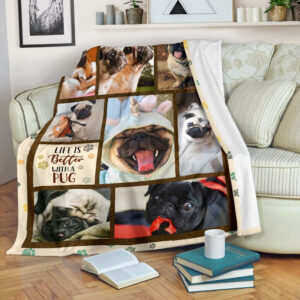 Life Is Better With A Pug Fleece Throw Blanket - Pendleton Sherpa Fleece Blanket - Gifts For Dog Lover