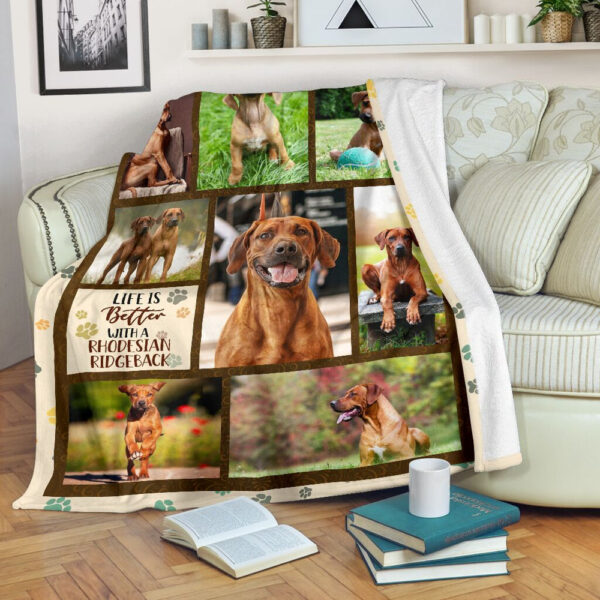 Life Is Better With A Rhodesian Ridgeback Fleece Throw Blanket – Pendleton Sherpa Fleece Blanket – Gifts For Dog Lover