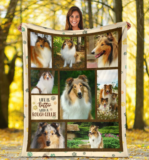 Life Is Better With A Rough Collie Fleece Throw Blanket – Pendleton Sherpa Fleece Blanket – Gifts For Dog Lover