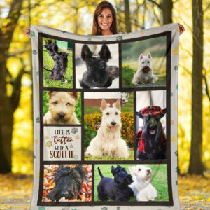 Life Is Better With A Scottish Terrier Fleece Throw Blanket - Pendleton Sherpa Fleece Blanket - Gifts For Dog Lover