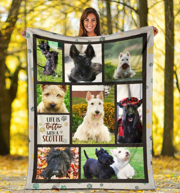 Life Is Better With A Scottish Terrier Fleece Throw Blanket – Pendleton Sherpa Fleece Blanket – Gifts For Dog Lover