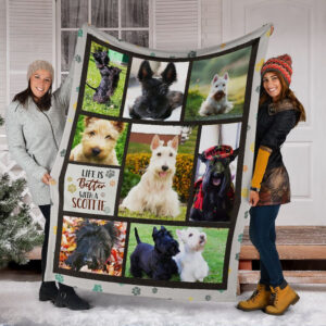 Life Is Better With A Scottish Terrier Fleece Throw Blanket - Pendleton Sherpa Fleece Blanket - Gifts For Dog Lover