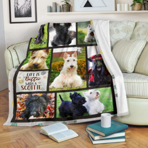 Life Is Better With A Scottish Terrier Fleece Throw Blanket - Pendleton Sherpa Fleece Blanket - Gifts For Dog Lover