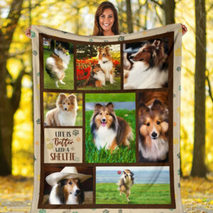 Life Is Better With A Shetland Sheepdog Fleece Throw Blanket - Pendleton Sherpa Fleece Blanket - Gifts For Dog Lover