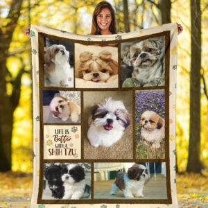 Life Is Better With A Shih Tzu Fleece Throw Blanket - Pendleton Sherpa Fleece Blanket - Gifts For Dog Lover