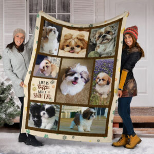 Life Is Better With A Shih Tzu Fleece Throw Blanket - Pendleton Sherpa Fleece Blanket - Gifts For Dog Lover