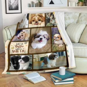 Life Is Better With A Shih Tzu Fleece Throw Blanket - Pendleton Sherpa Fleece Blanket - Gifts For Dog Lover