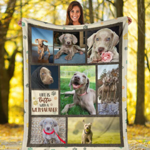 Life Is Better With A Weimaraner Fleece Throw Blanket - Pendleton Sherpa Fleece Blanket - Gifts For Dog Lover