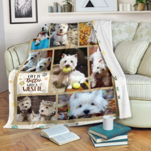 Life Is Better With A West Highland White Terrier Fleece Throw Blanket - Pendleton Sherpa Fleece Blanket - Gifts For Dog Lover