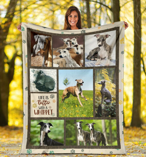 Life Is Better With A Whippet Fleece Throw Blanket – Pendleton Sherpa Fleece Blanket – Gifts For Dog Lover