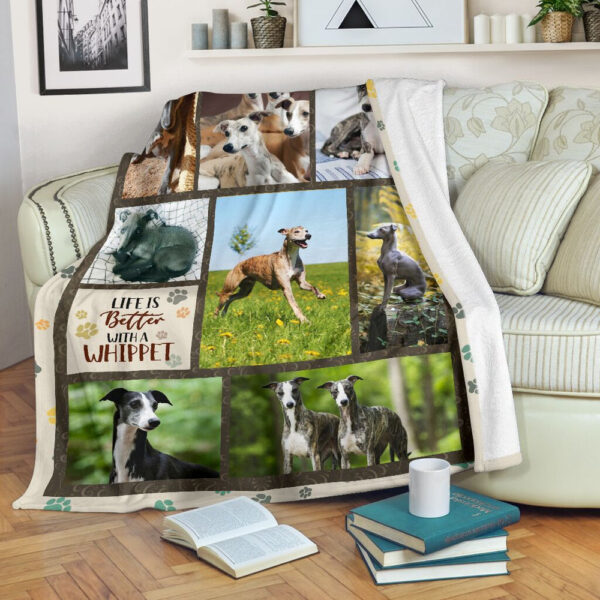 Life Is Better With A Whippet Fleece Throw Blanket – Pendleton Sherpa Fleece Blanket – Gifts For Dog Lover